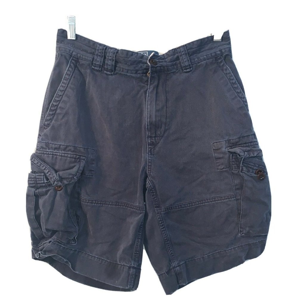 POLO RALPH LAUREN MENS 30 STEEL BLUE GELLAR FATIGUE CARGO SHORTS HEAVY TWILL
